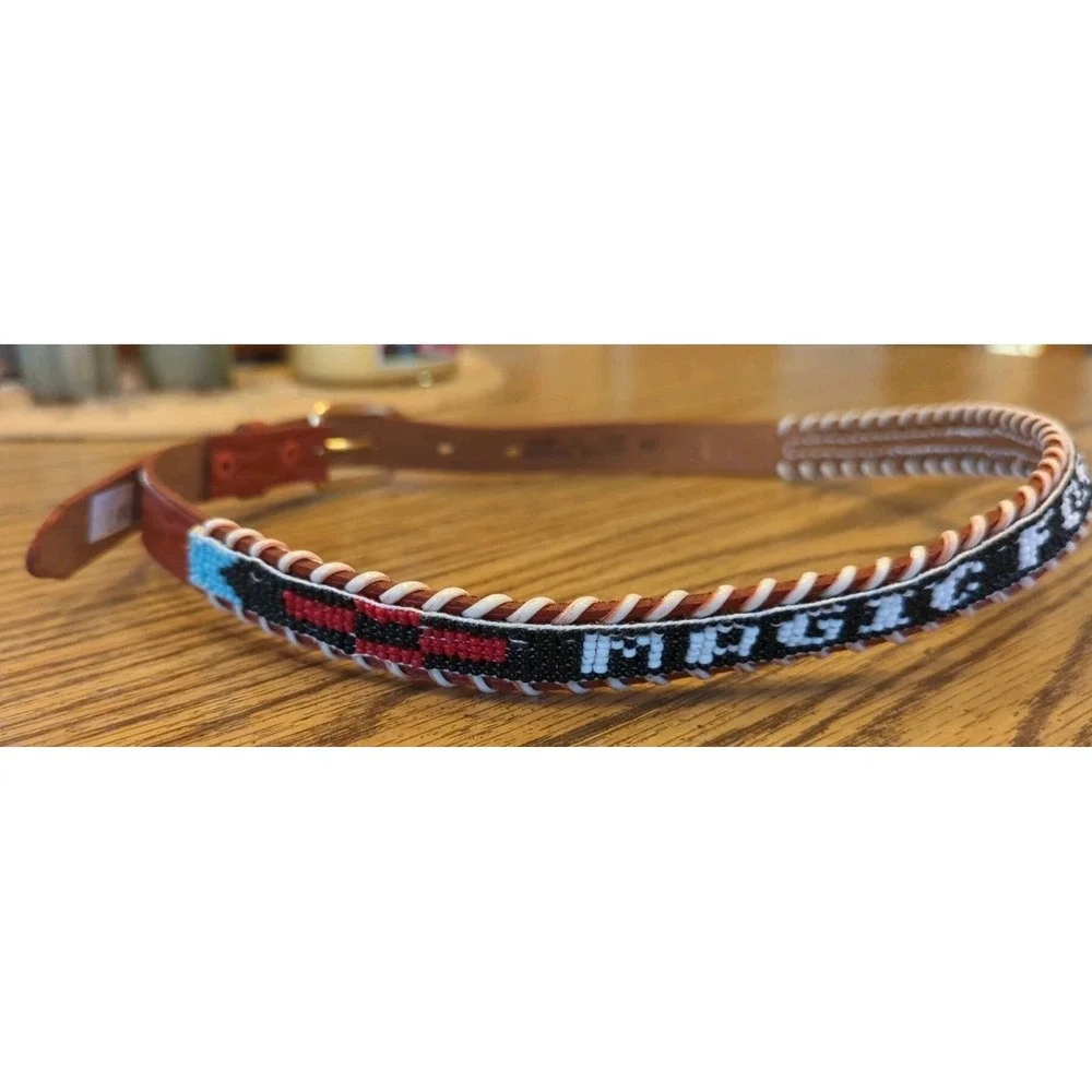 NOS Magic Forest Lake George NY Novelty Beaded Leather Belt Kids Youth Adult 26